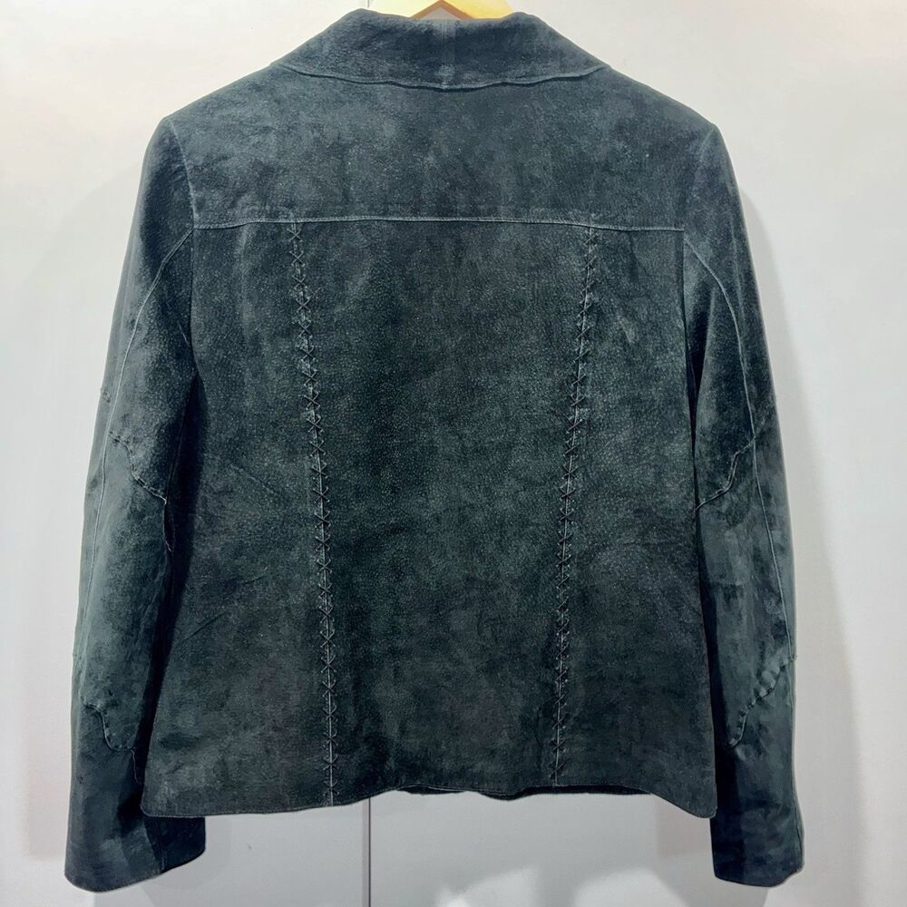 Think Tank 100% Suede Black Artisan Blazer Jacket Raw Edge Western Women’s L - Picture 3 of 16